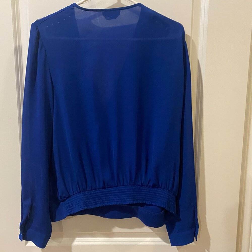 Bebe Royal Blue Wrap Crossover Top Size Large - Picture 7 of 11